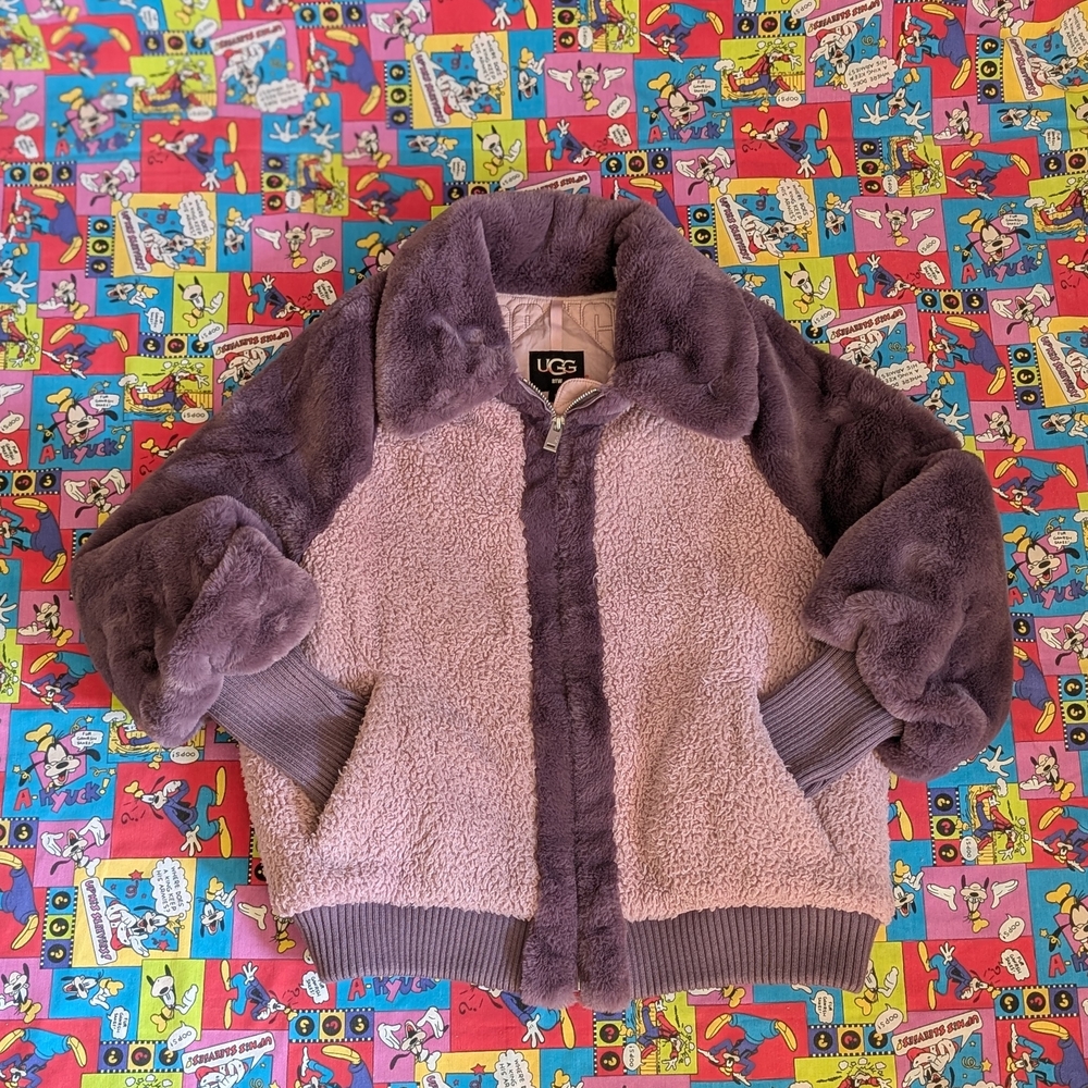 UGG Augusta Faux Fur & Faux Shearling Baseball Jacket Women's